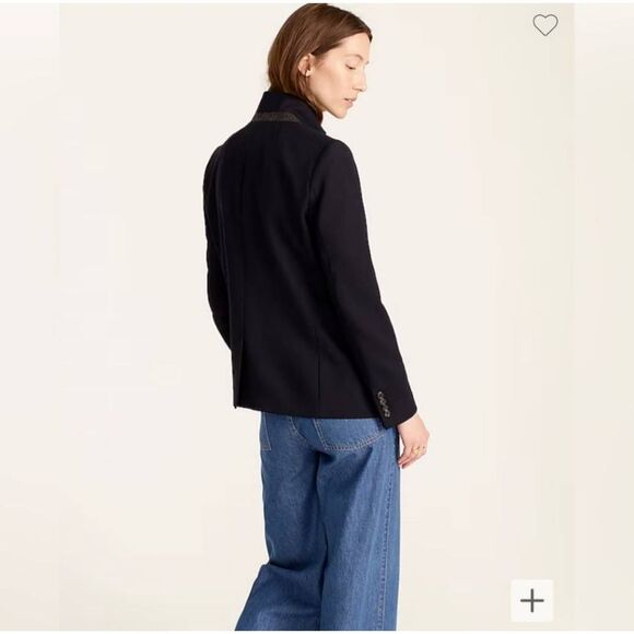 J. Crew Black Wool Flannel Regent Blazer Jacket Sz 6 Single Button B0323 - Picture 2 of 12